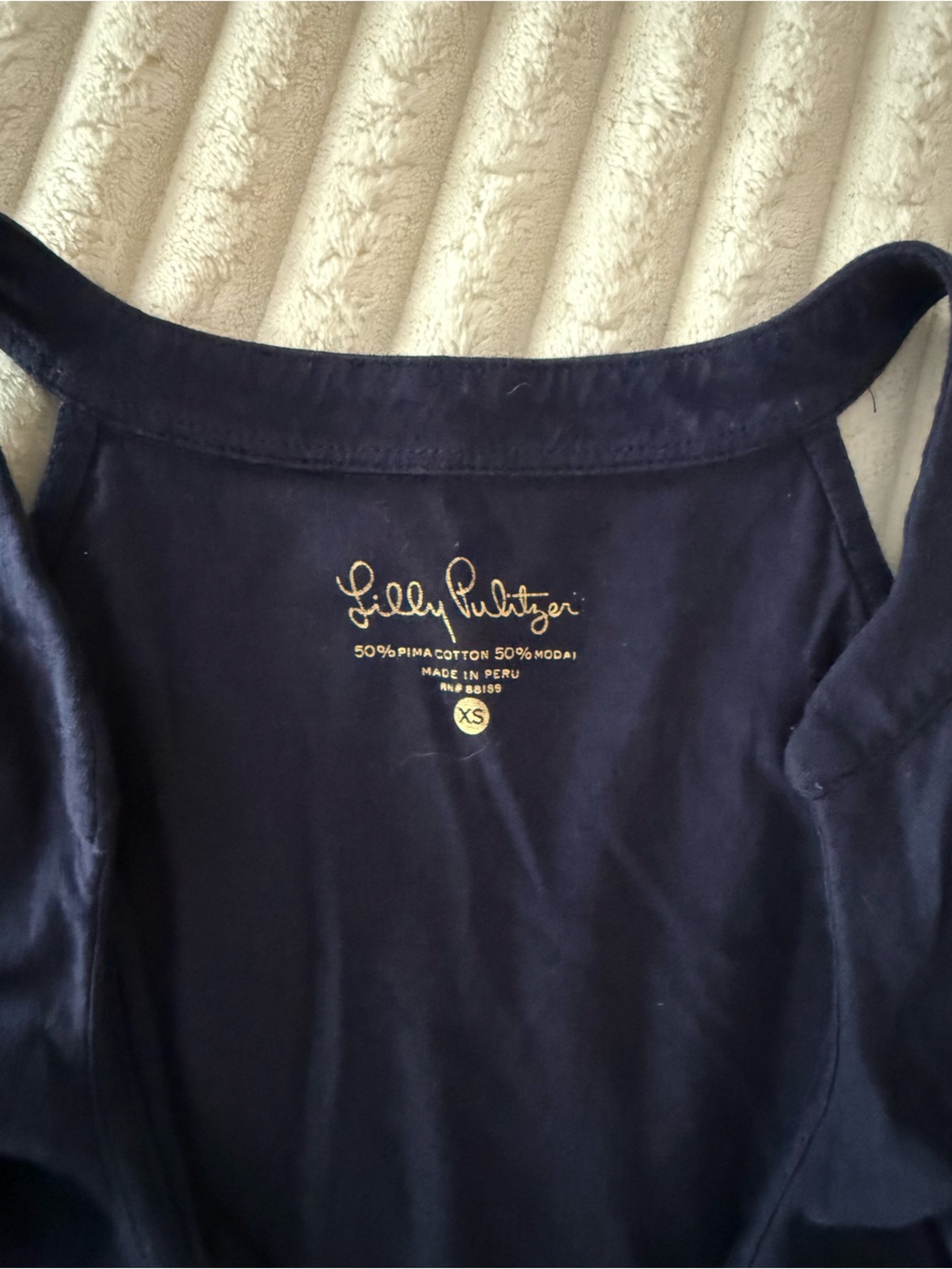 Lilly Pulitzer Navy Ruffle V-Neck Tank - Picture 2 of 2